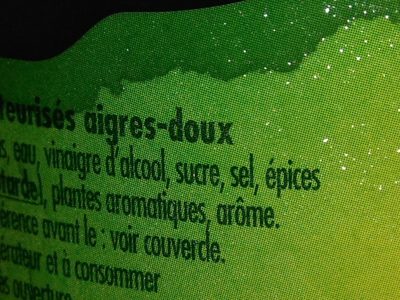 Cornichons aigres-doux Petits Croquants ingredients label