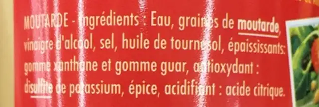 Moutarde à table & en cuisine - Fine & relevée ingredients label