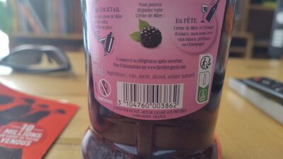 Crème de mure ingredients label