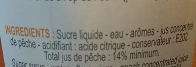 Sirop Pêche ingredients label