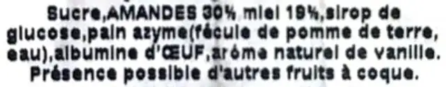 Nougat de Montélilar ingredients label