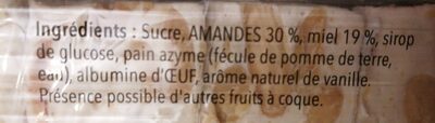 Nougat de Montélimar ingredients label
