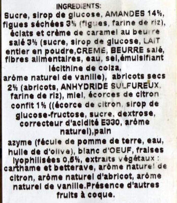 Nougat tendre ingredients label