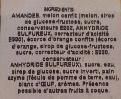 Calisson de Provence ingredients label