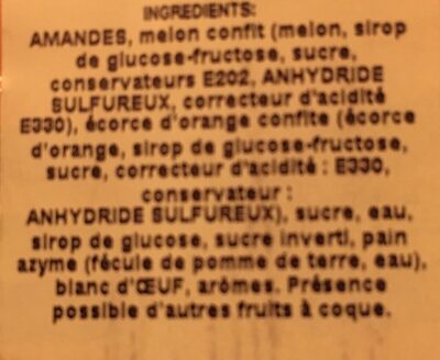 Calisson ingredients label