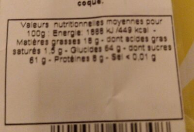 Calisson nutrition facts table