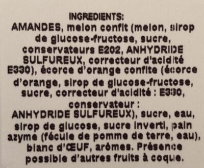 Calissons de Provence ingredients label