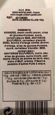 Calissons de Provence nutrition facts table