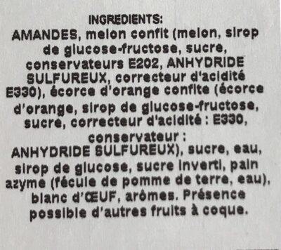 Calissons de Provence ingredients label