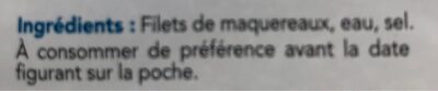 Filets de maquereaux entiers au naturel ingredients label