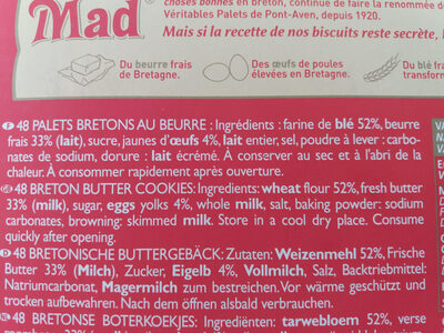 Traou mad ingredients label
