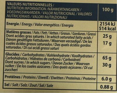 Galettes de Pont-Aven nutrition facts table