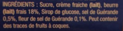 Crème de caramel ingredients label