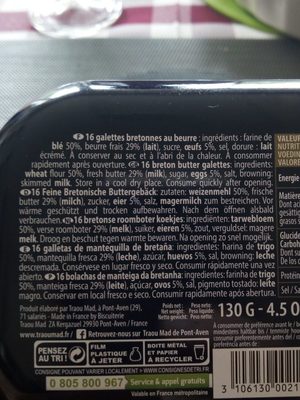 Les Galettes De Pont-aven (delicate Butter Cookies) By Traou Mad ingredients label