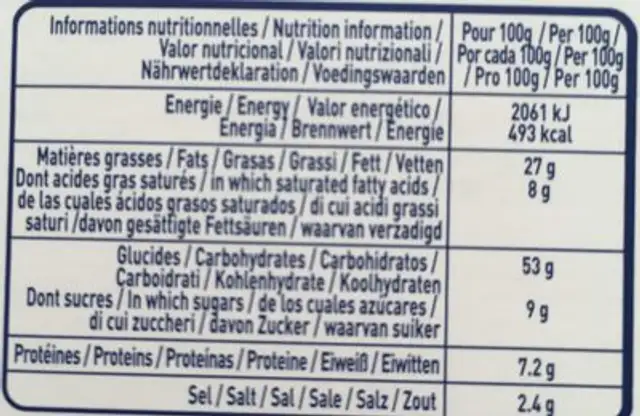 Mini galettes poivron piment de cayenne nutrition facts table