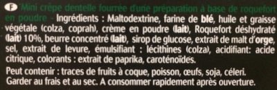 Petites crêpes fourées ROQUEFORT ingredients label