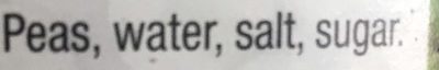 Petits pois peas ingredients label