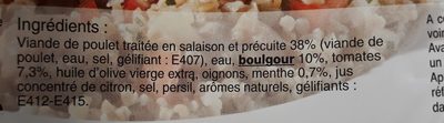 Taboulé à la Volaille ingredients label