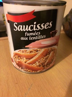 Saucisses fumées aux lentilles front packaging