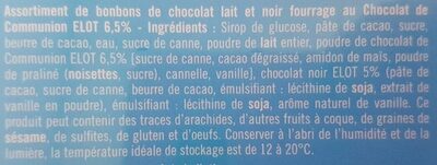 Chocolat de Communion ingredients label