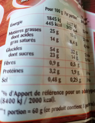 moelleux au citron ingredients label