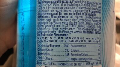 Célestins naturally sparkling mineral water ingredients label