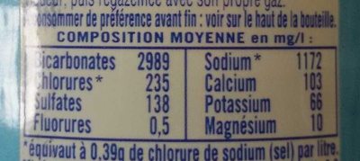 VICHY CELESTINS Eau Minérale Naturelle Gazeuse 0.50 L ingredients label