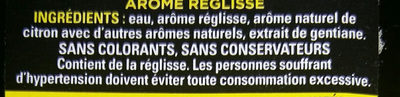 Concentré Réglisse Citron ingredients label