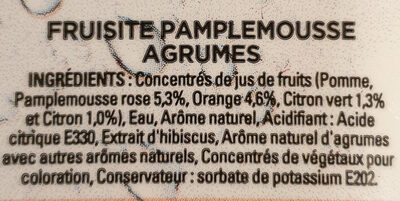Concentré Pamplemousse Agrumes ingredients label