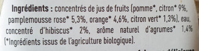 Concentré bio - Hibiscus pamplemousse agrumes ingredients label