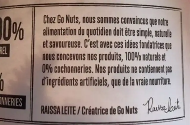 Beurre de cacahuètes nutrition facts table