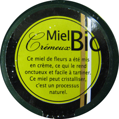 Miel Crémeux Bio ingredients label