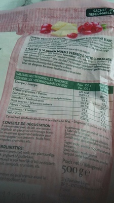 Muesli Pépites et Flocons Cranberry & Chocolat Blanc