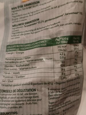 Granosson son de blé nutrition facts table