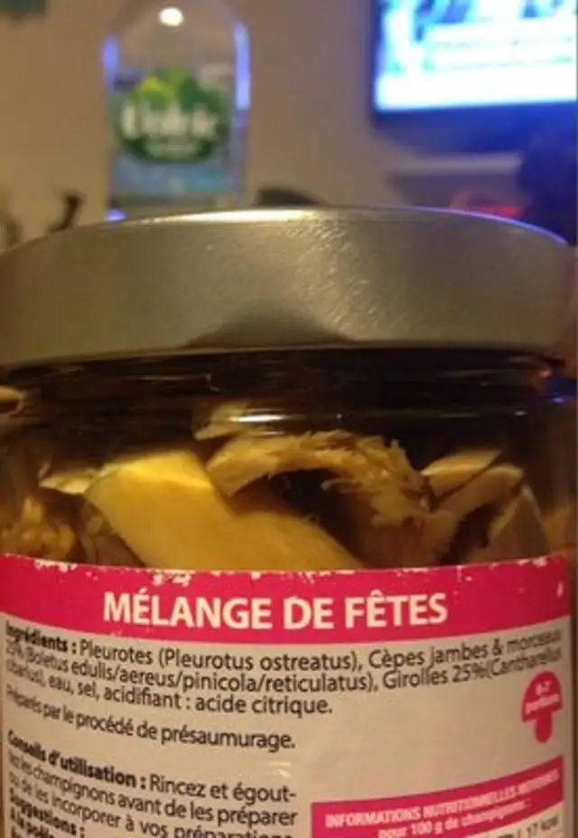 Melange de Fetes champignons ingredients label