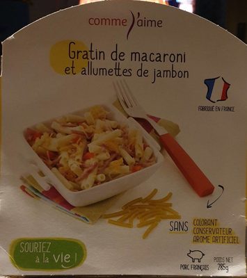 Gratin de macaroni et allumettes de jambon