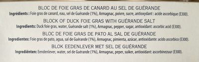 Foie gras ingredients label