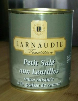 Petit salé aux lentilles sauce cuisinés à la graisse de canard