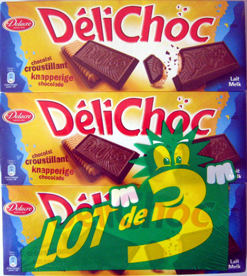 DéliChoc chocolat croustillant au lait (lot de 3) front packaging