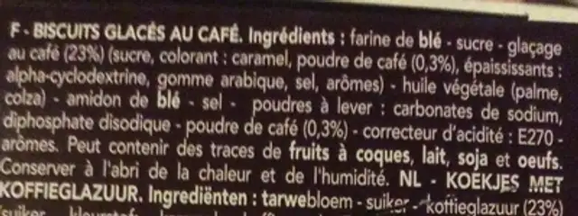 Delacre cafe noir biscuits glaces cafe ingredients label