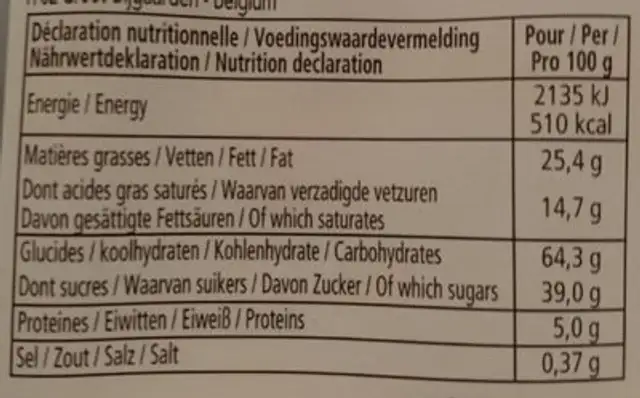 Biscuits assortiments Tea Time Delacre nutrition facts table