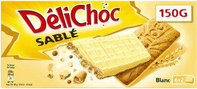 Biscuits Délichoc sablés Chocolat blanc - 150g front packaging
