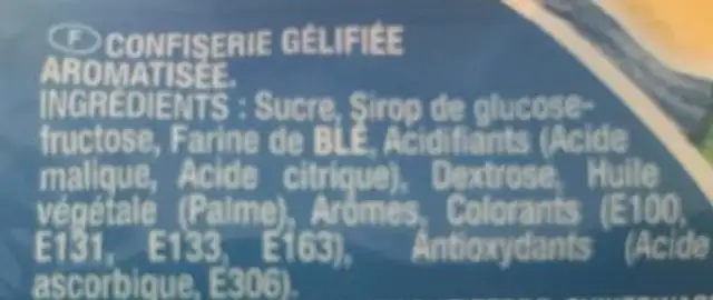 Flexi-Fizz Duo fruités piquants ingredients label