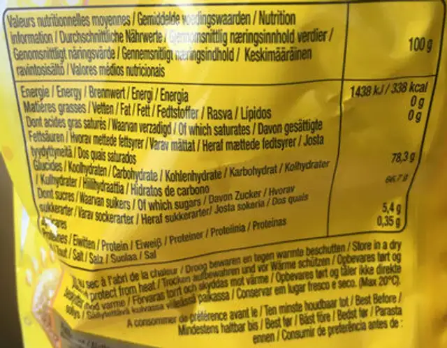 Sure føtter nutrition facts table