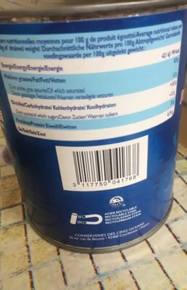 Thon Au Naturel ingredients label