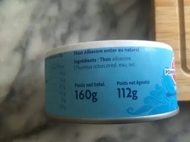 Thon albacore au naturel ingredients label
