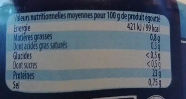 Pompon rouge thon albacore nutrition facts table