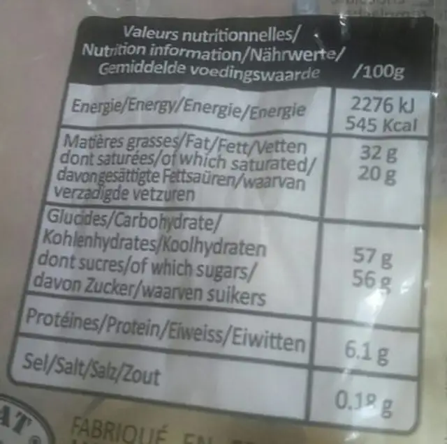 Mini vaches chocolat au lait et Blanc nutrition facts table