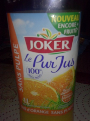 100% pur jus d'orange sans pulpe