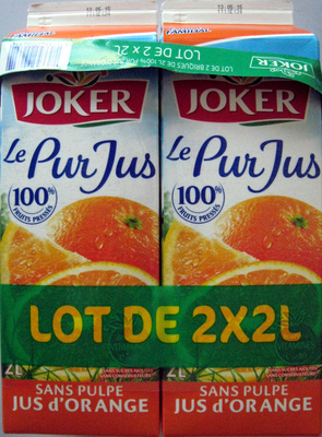 Pur jus de fruit d'orange sans pulpe